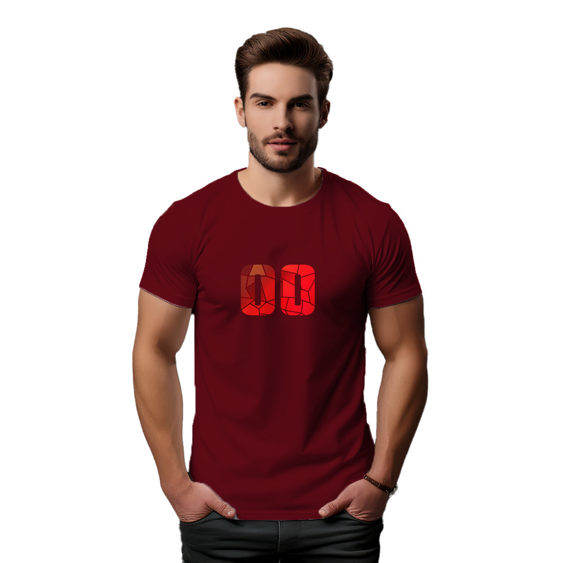 00 Number Men Unisex T-Shirt (Maroon)