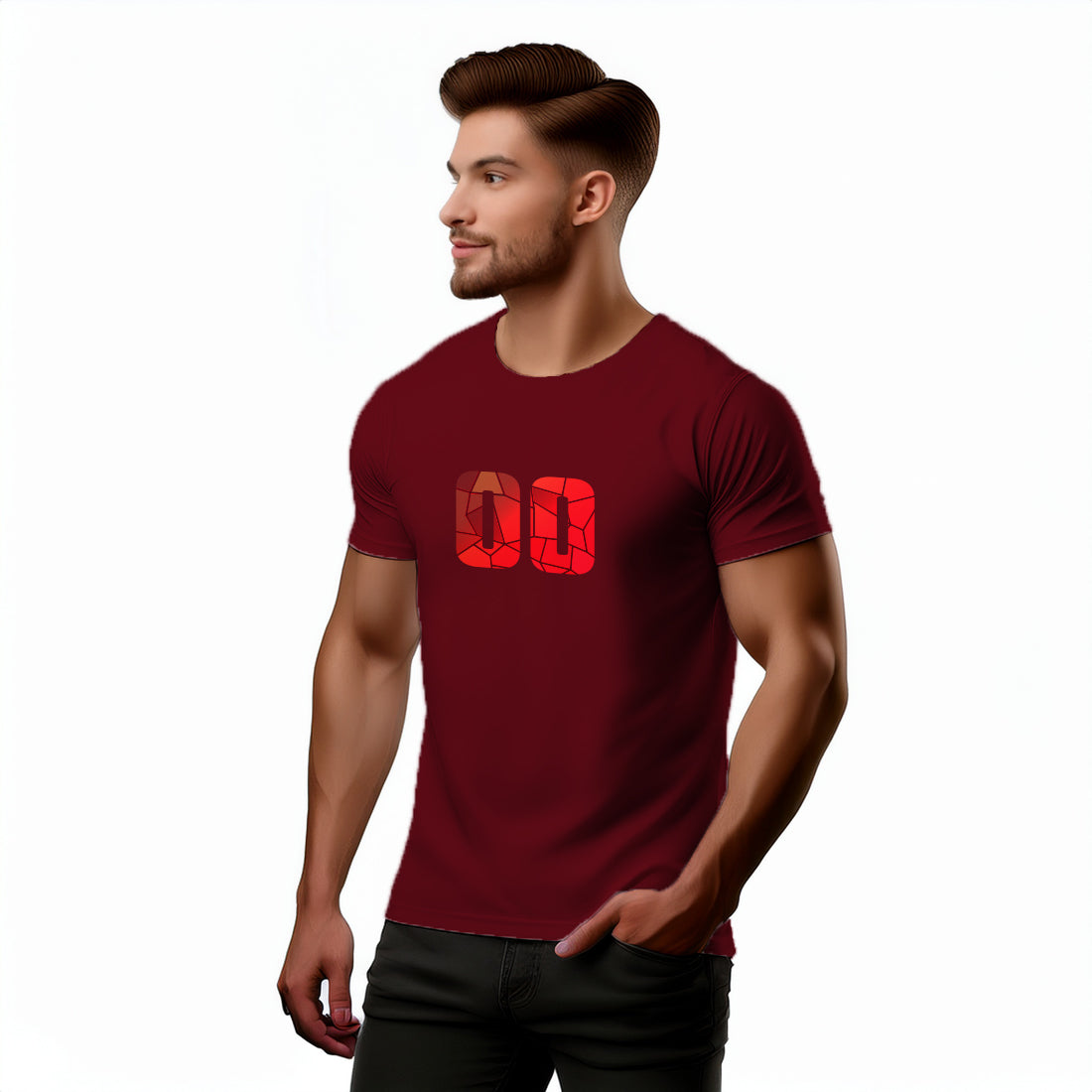 00 Number Men Unisex T-Shirt (Maroon)