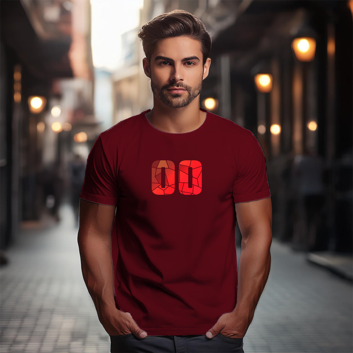 00 Number Men Unisex T-Shirt (Maroon)