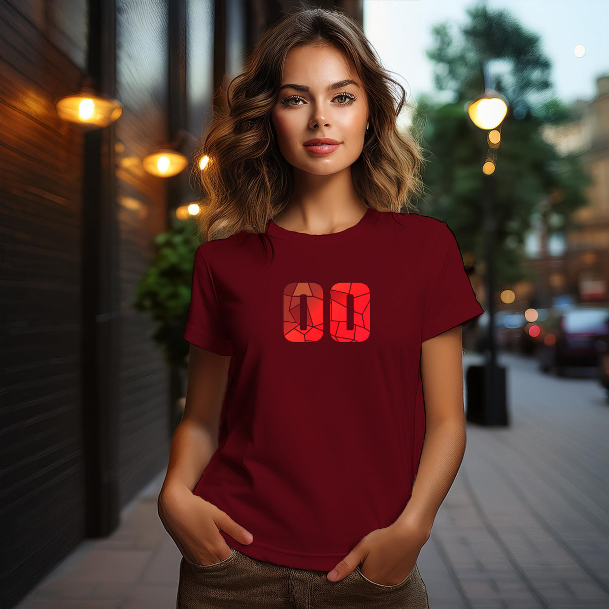 00 Number Women T-Shirt (Maroon)