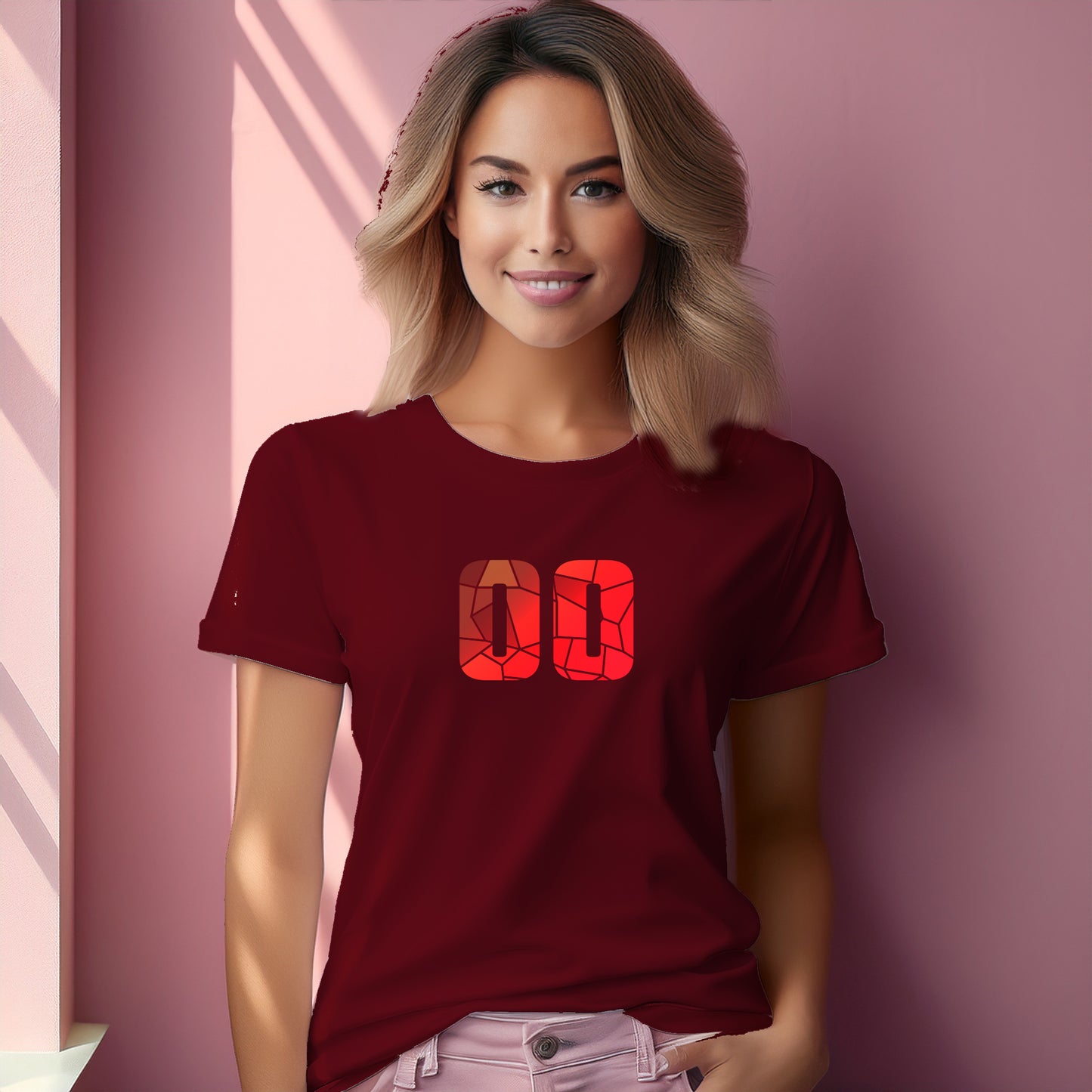 00 Number Women T-Shirt (Maroon)