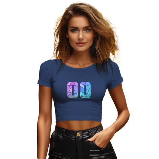 00 Number Women Crop Top (Navy Blue)