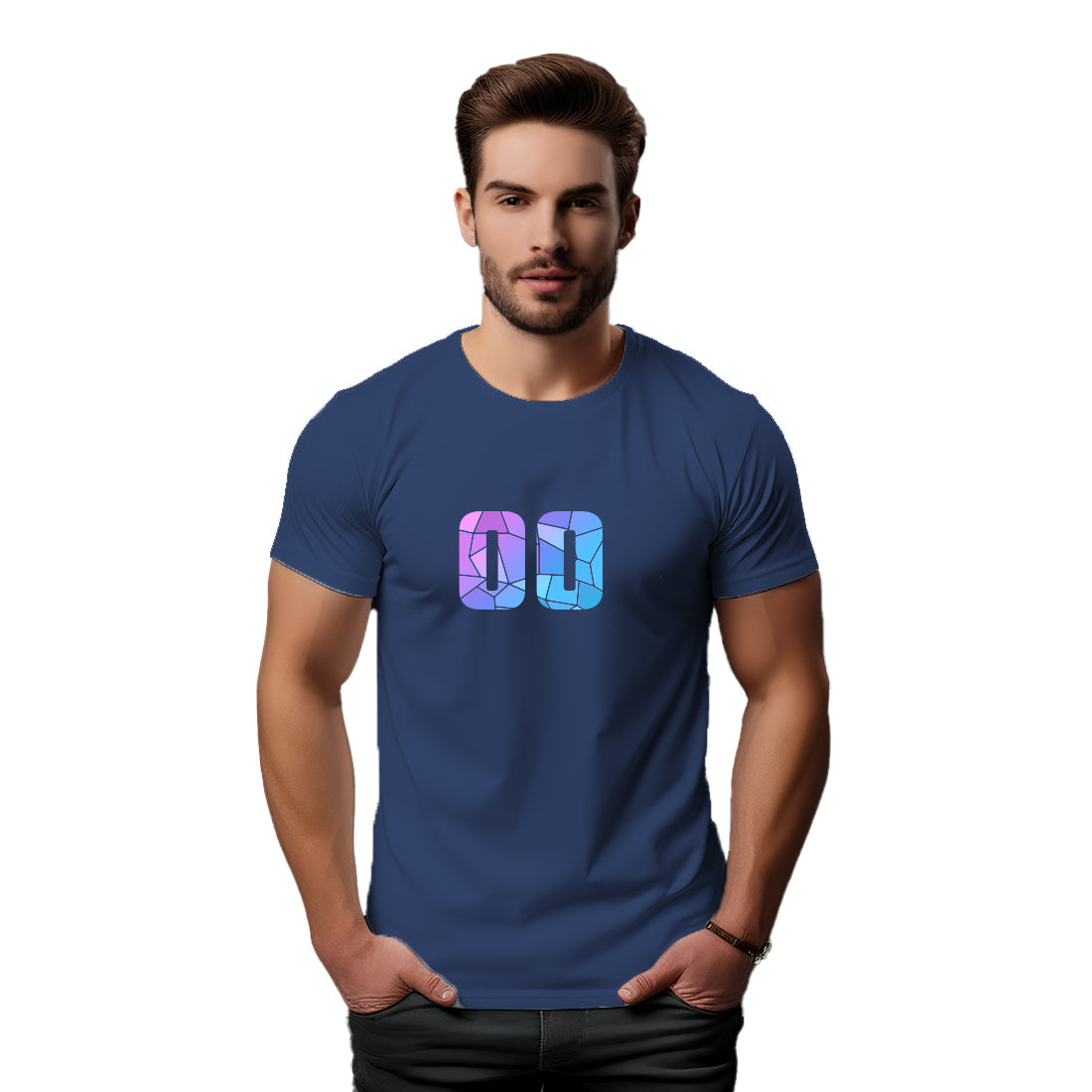 00 Number Men Unisex T-Shirt (Navy Blue)