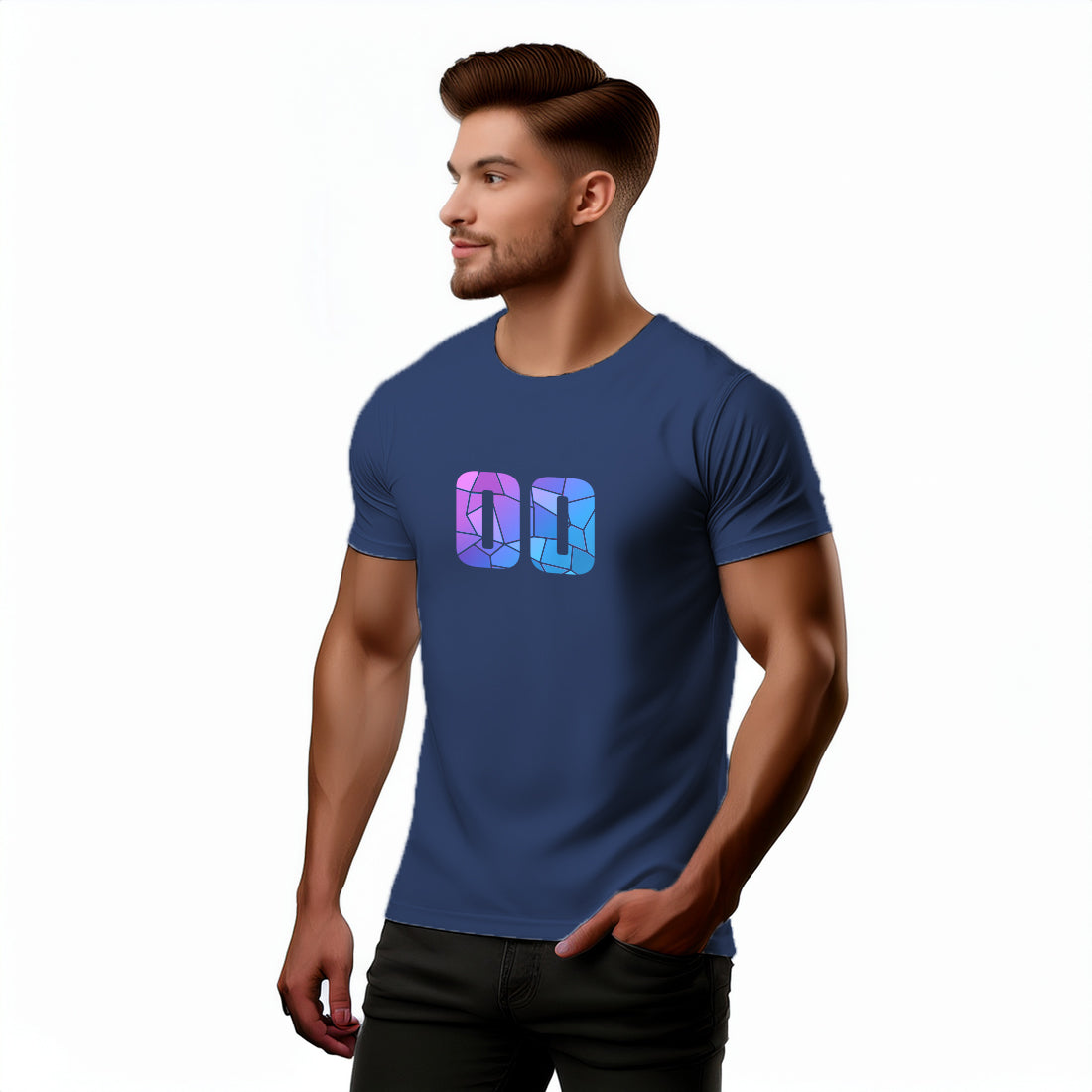 00 Number Men Unisex T-Shirt (Navy Blue)