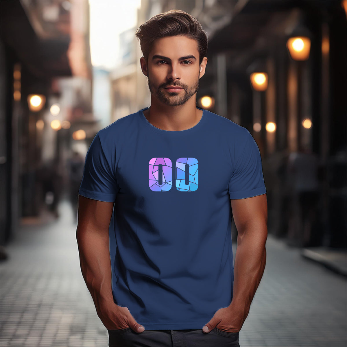 00 Number Men Unisex T-Shirt (Navy Blue)