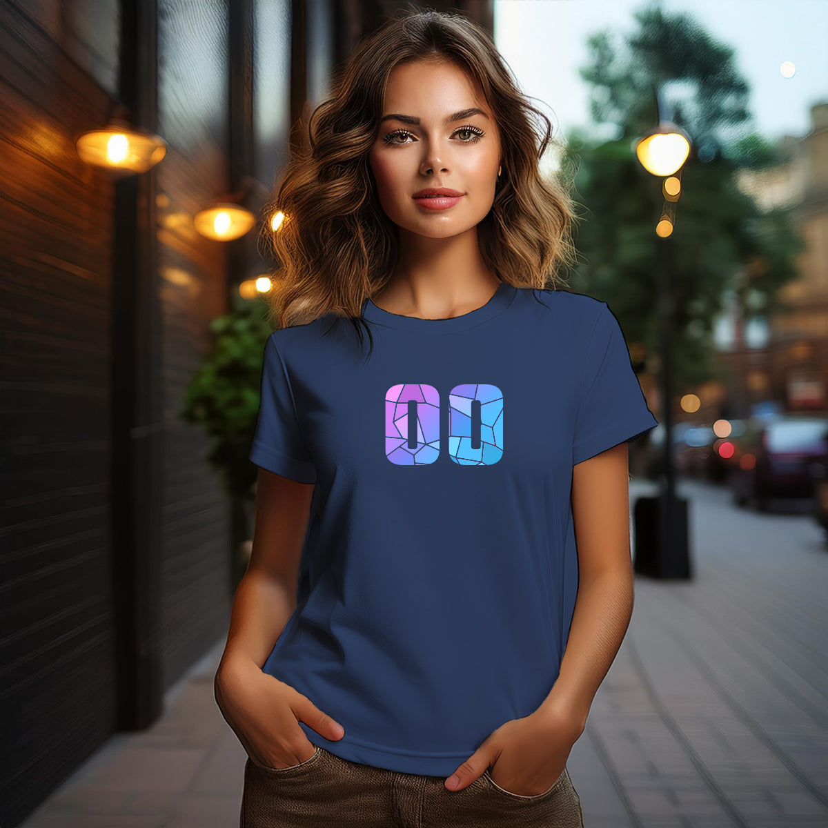 00 Number Women T-Shirt (Navy Blue)