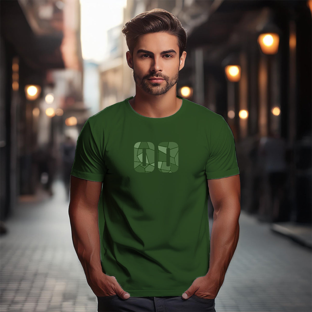 00 Number Men Unisex T-Shirt (Olive Green)