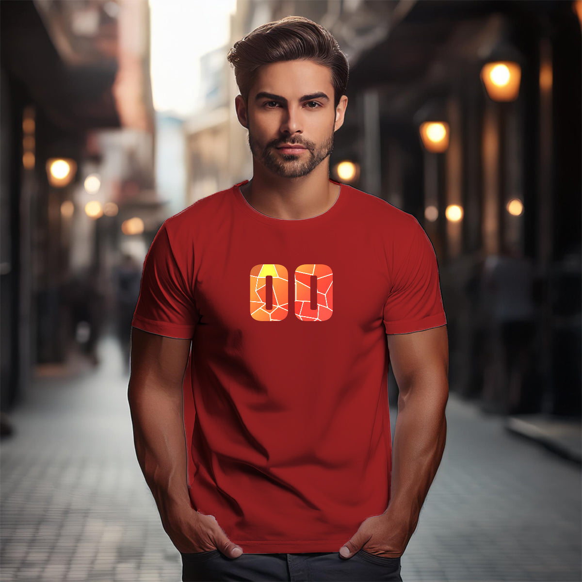 00 Number Men Unisex T-Shirt (Red)