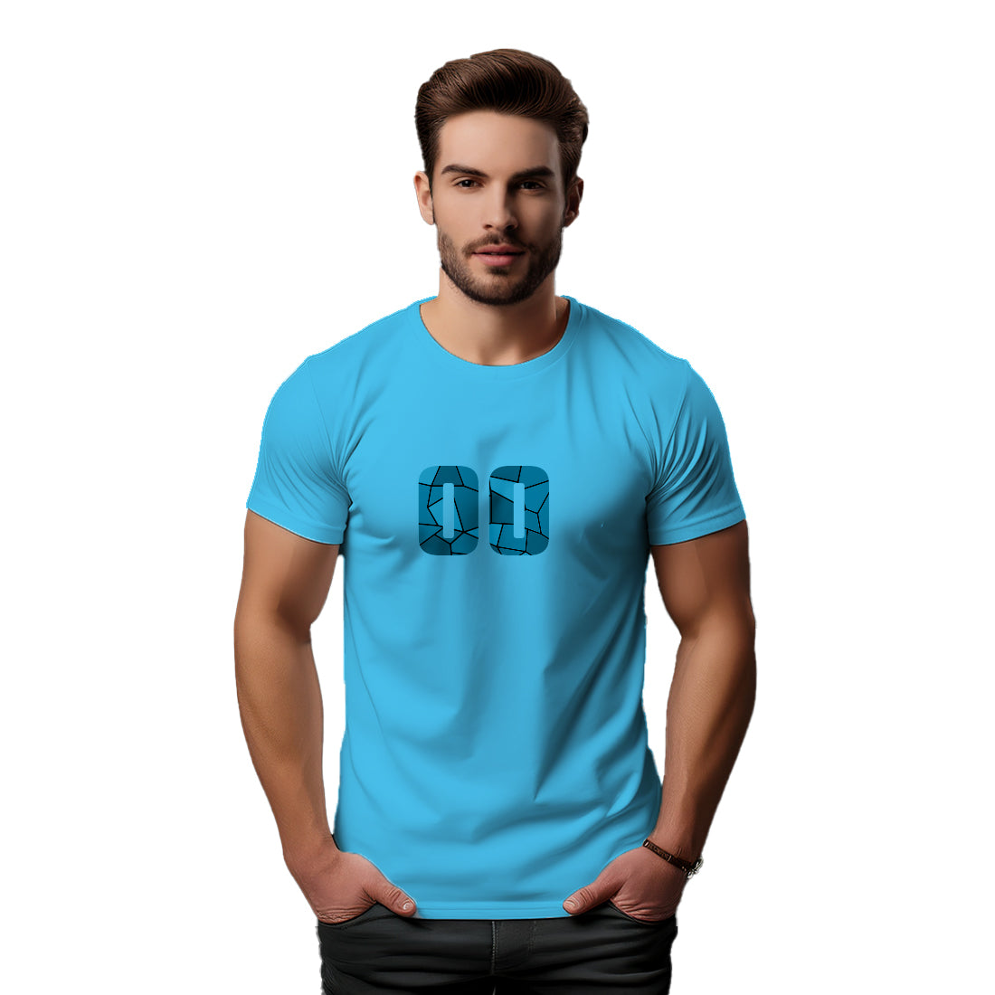 00 Number Men Unisex T-Shirt (Sky Blue)