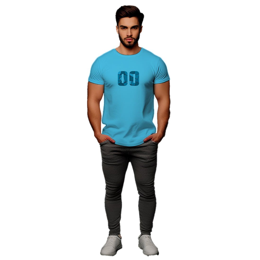 00 Number Men Unisex T-Shirt (Sky Blue)