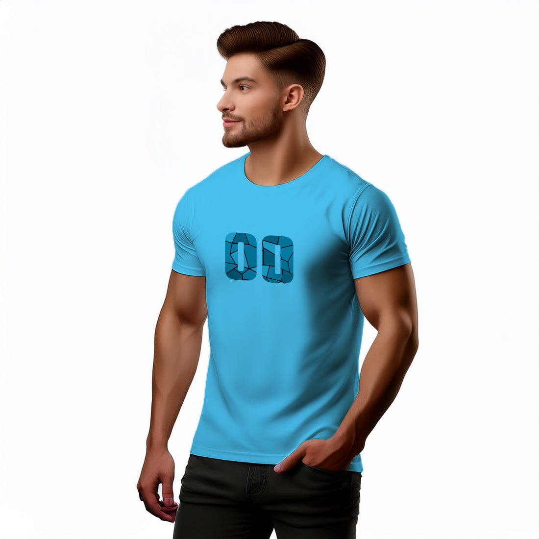 00 Number Men Unisex T-Shirt (Sky Blue)
