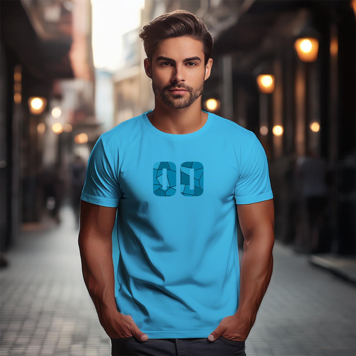 00 Number Men Unisex T-Shirt (Sky Blue)