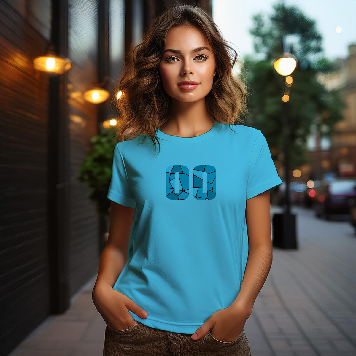00 Number Women T-Shirt (Sky Blue)
