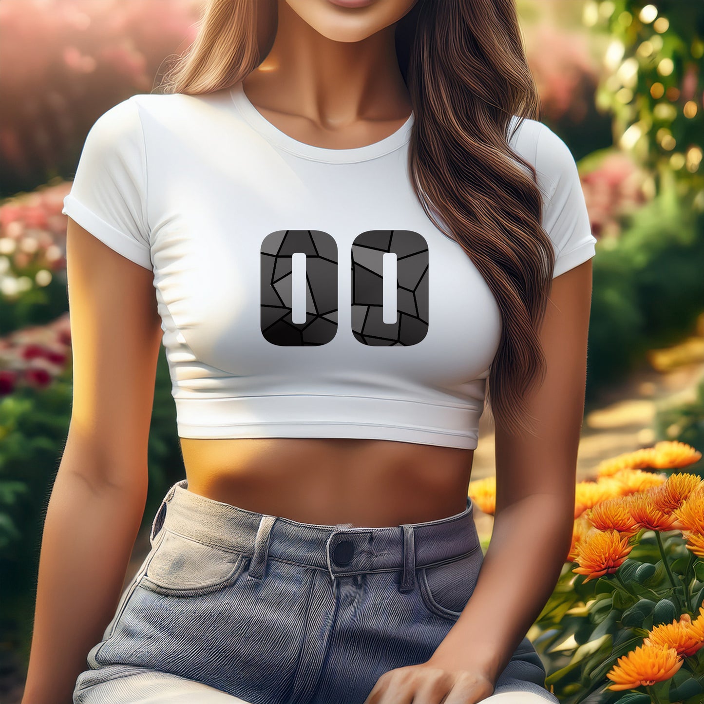 00 Number Women Crop Top (White)