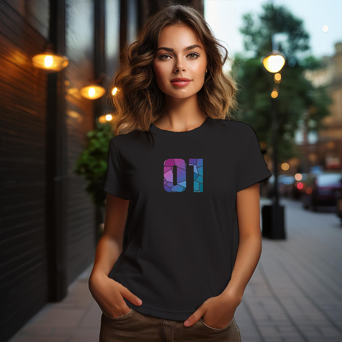 01 Number Women T-Shirt (Black)