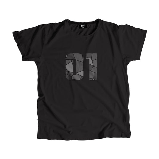 01 Number Men Unisex T-Shirt (Black)