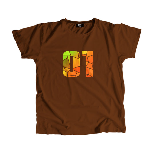 01 Number Men Unisex T-Shirt (Brown)