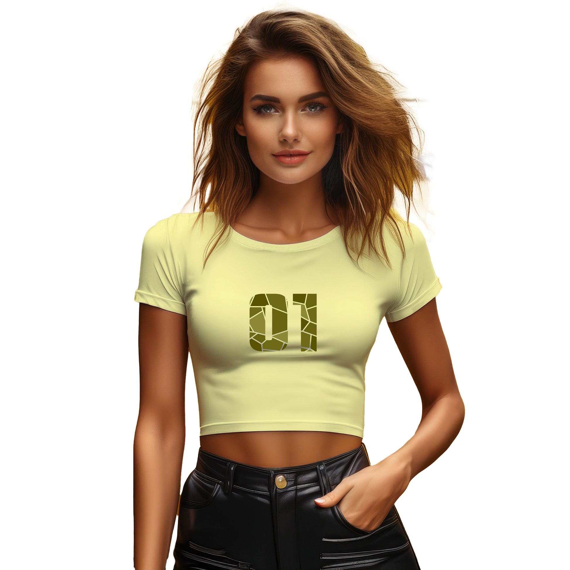 01 Number Women Crop Top (Butter Yellow)