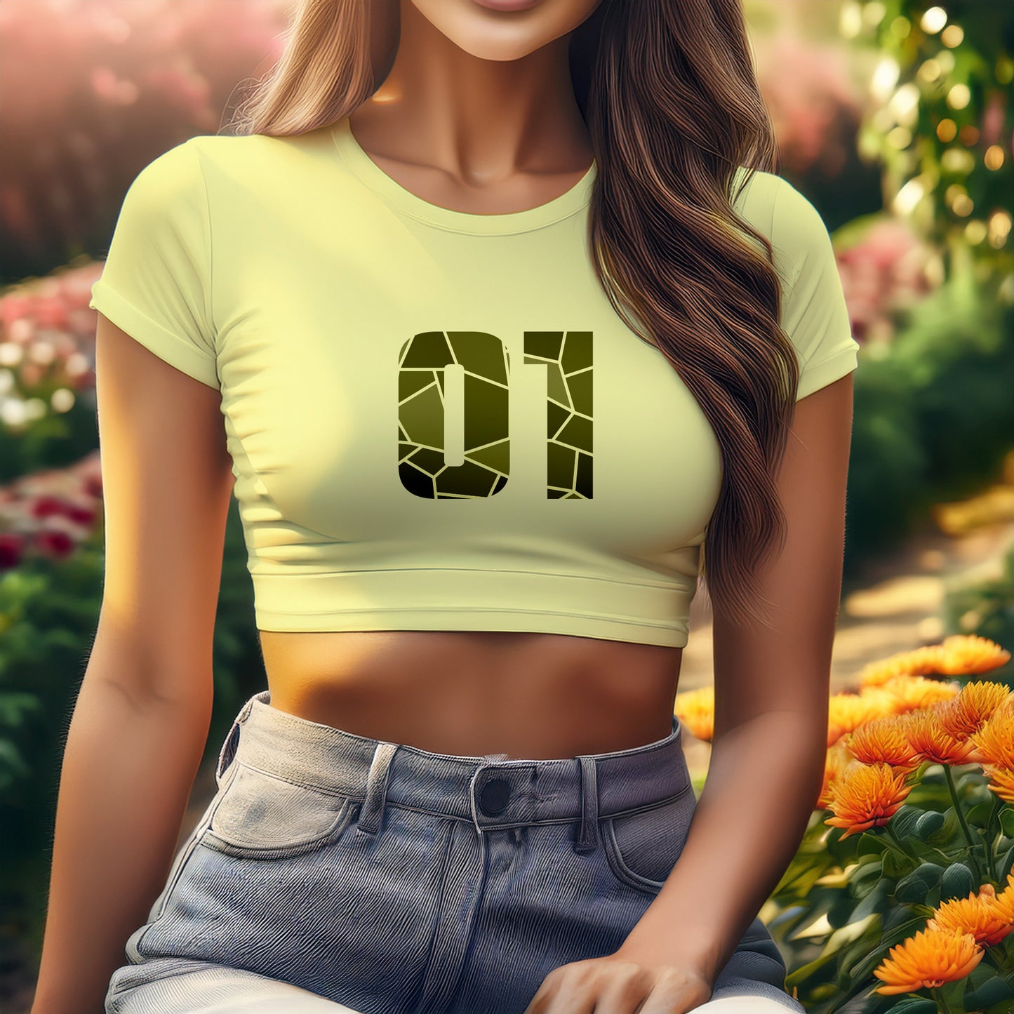01 Number Women Crop Top (Butter Yellow)