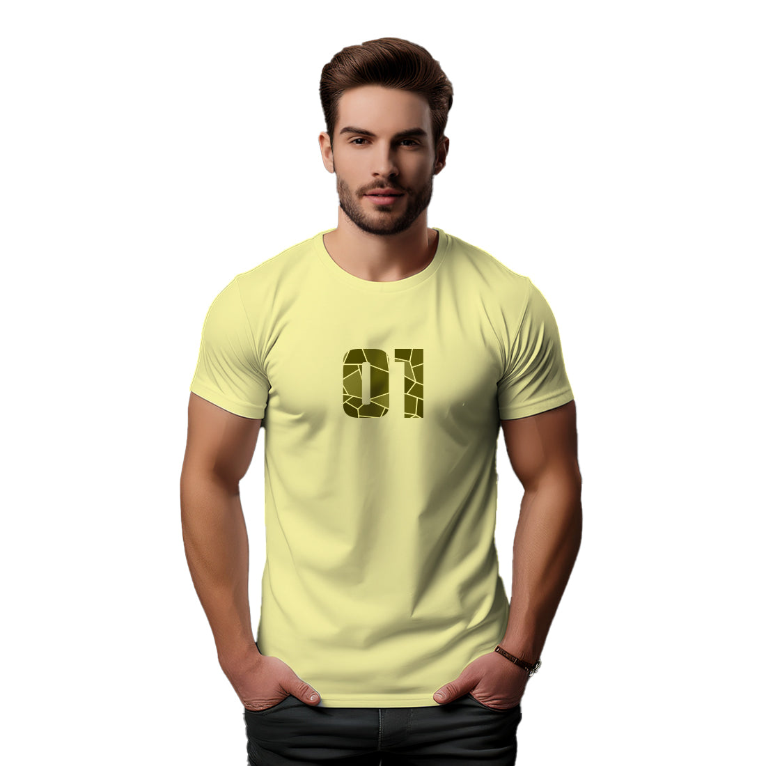 01 Number Men Unisex T-Shirt (Butter Yellow)