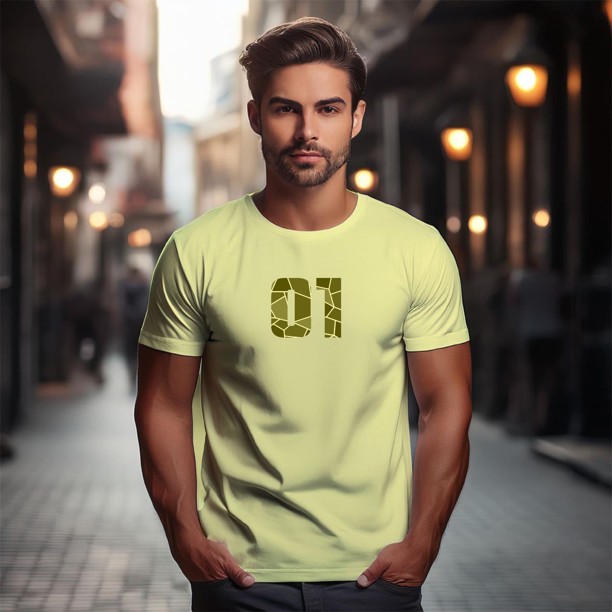 01 Number Men Unisex T-Shirt (Butter Yellow)