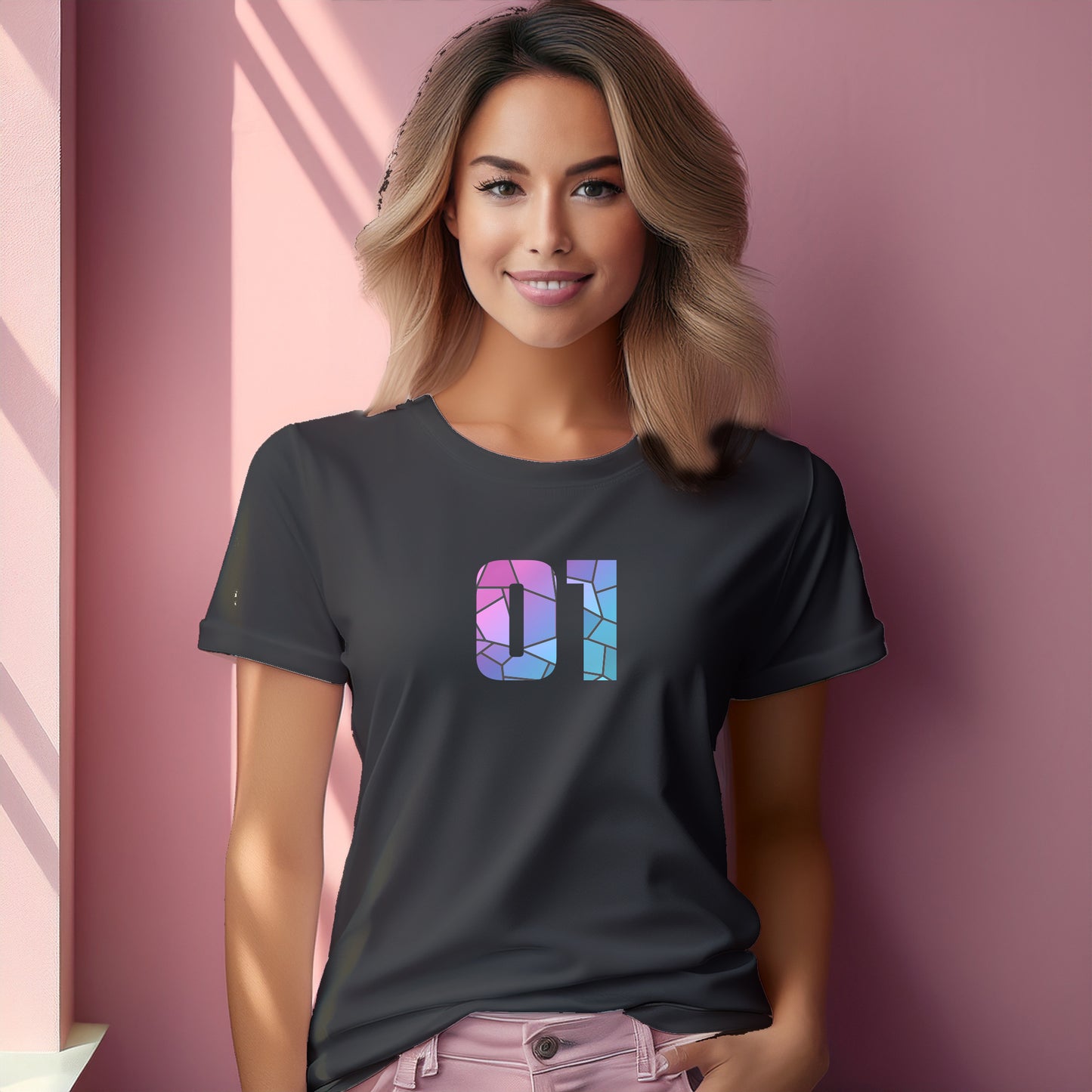 01 Number Women T-Shirt (Charcoal Grey)