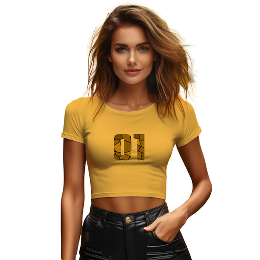 01 Number Women Crop Top (Golden Yellow)