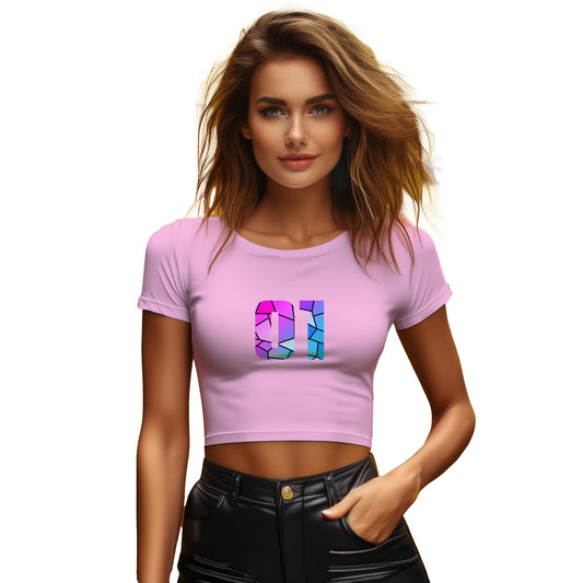 01 Number Women Crop Top (Light Pink)