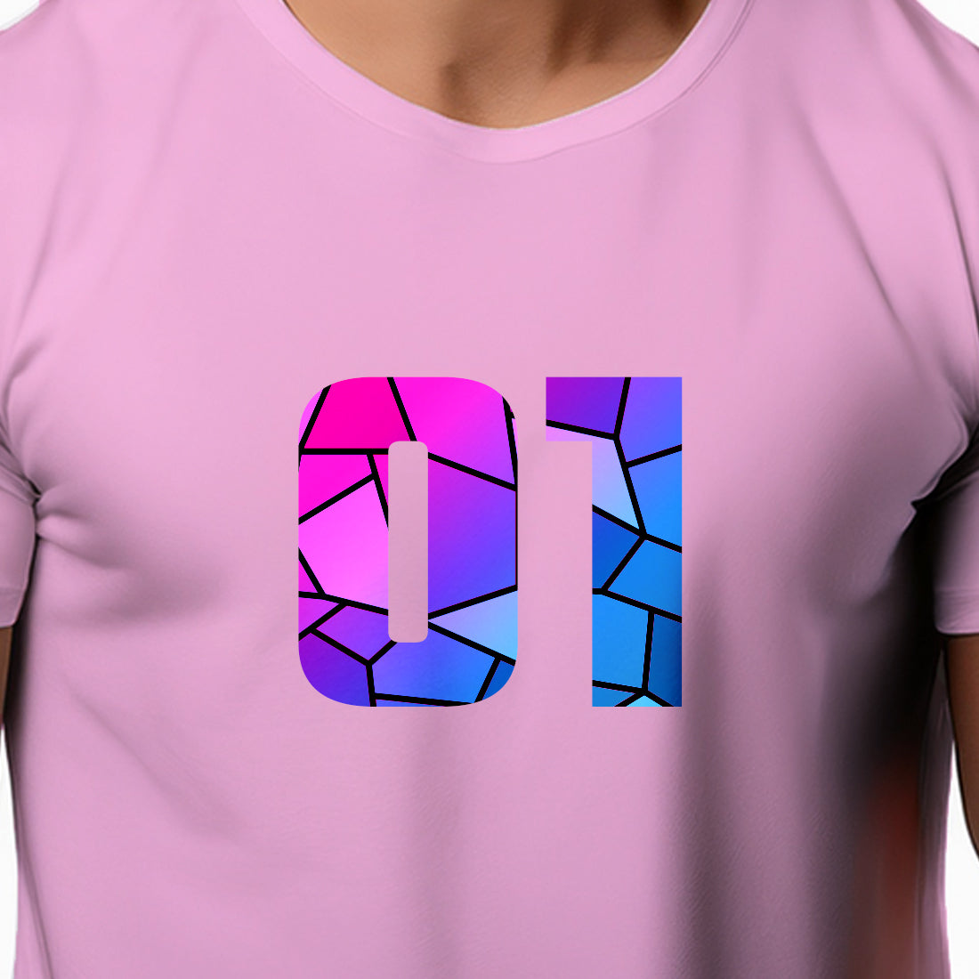 01 Number Men Unisex T-Shirt (Light Pink)