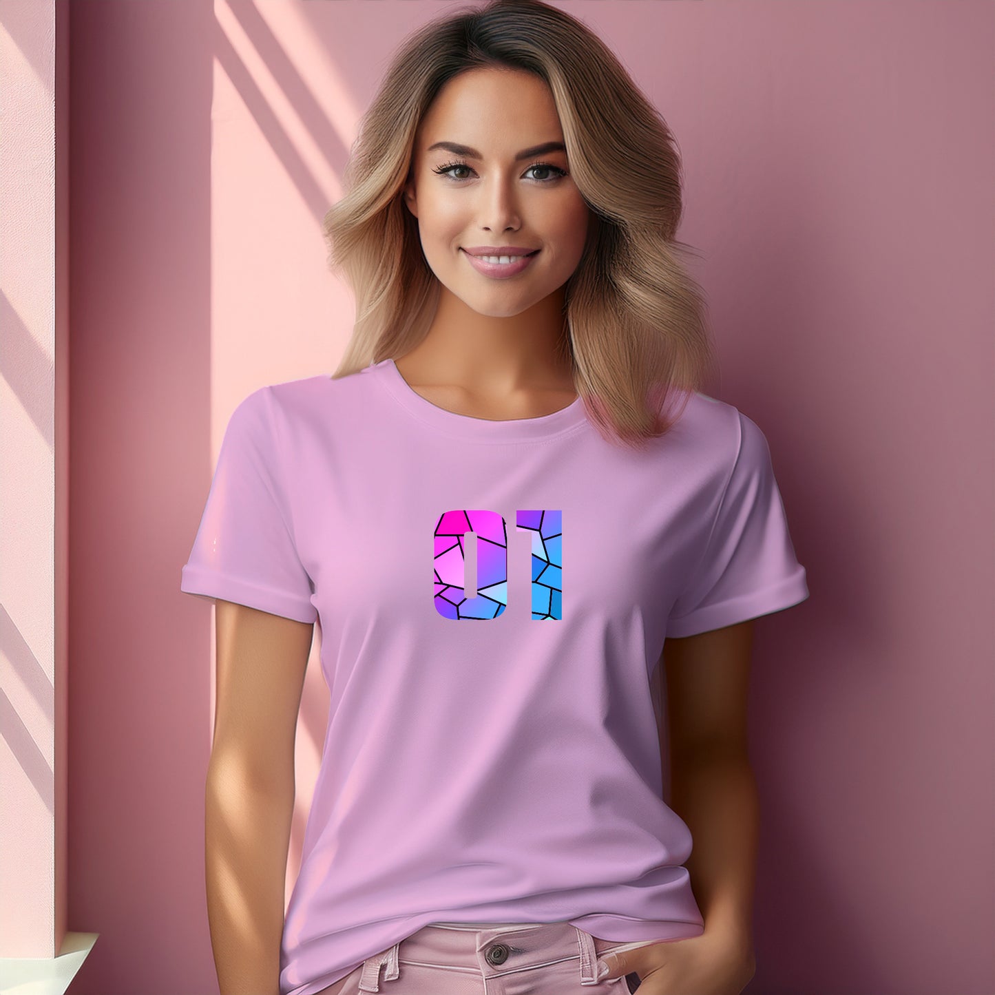 01 Number Women T-Shirt (Light Pink)