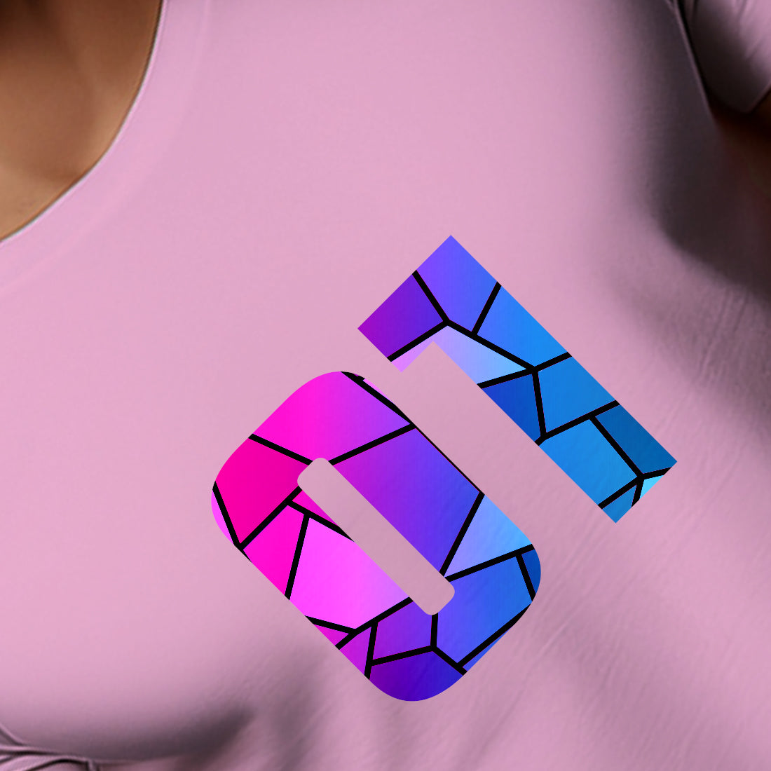 01 Number Men Unisex T-Shirt (Light Pink)