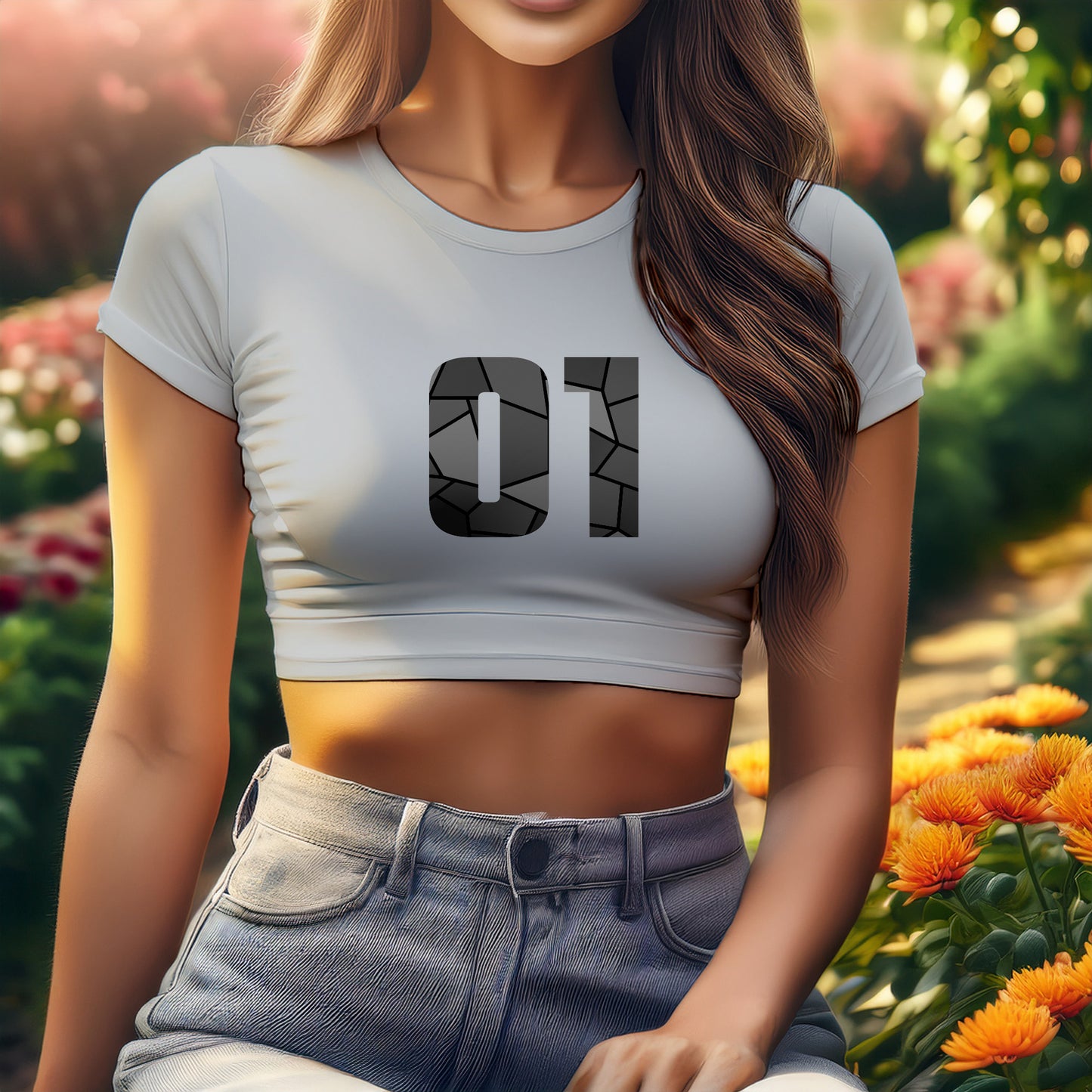 01 Number Women Crop Top (Melange Grey)