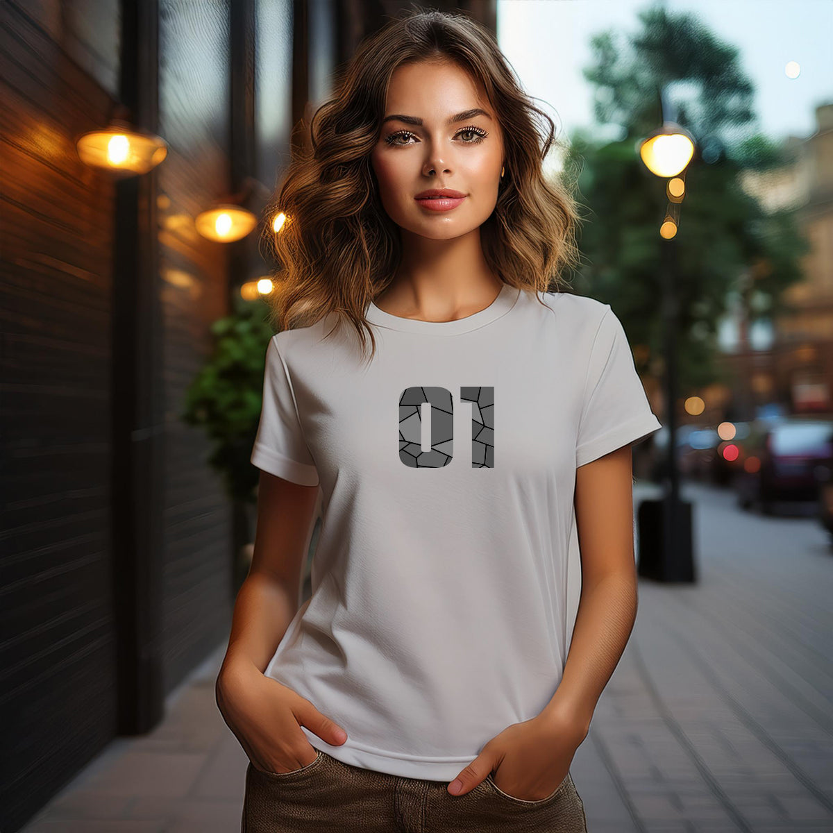 01 Number Women T-Shirt (Melange Grey)