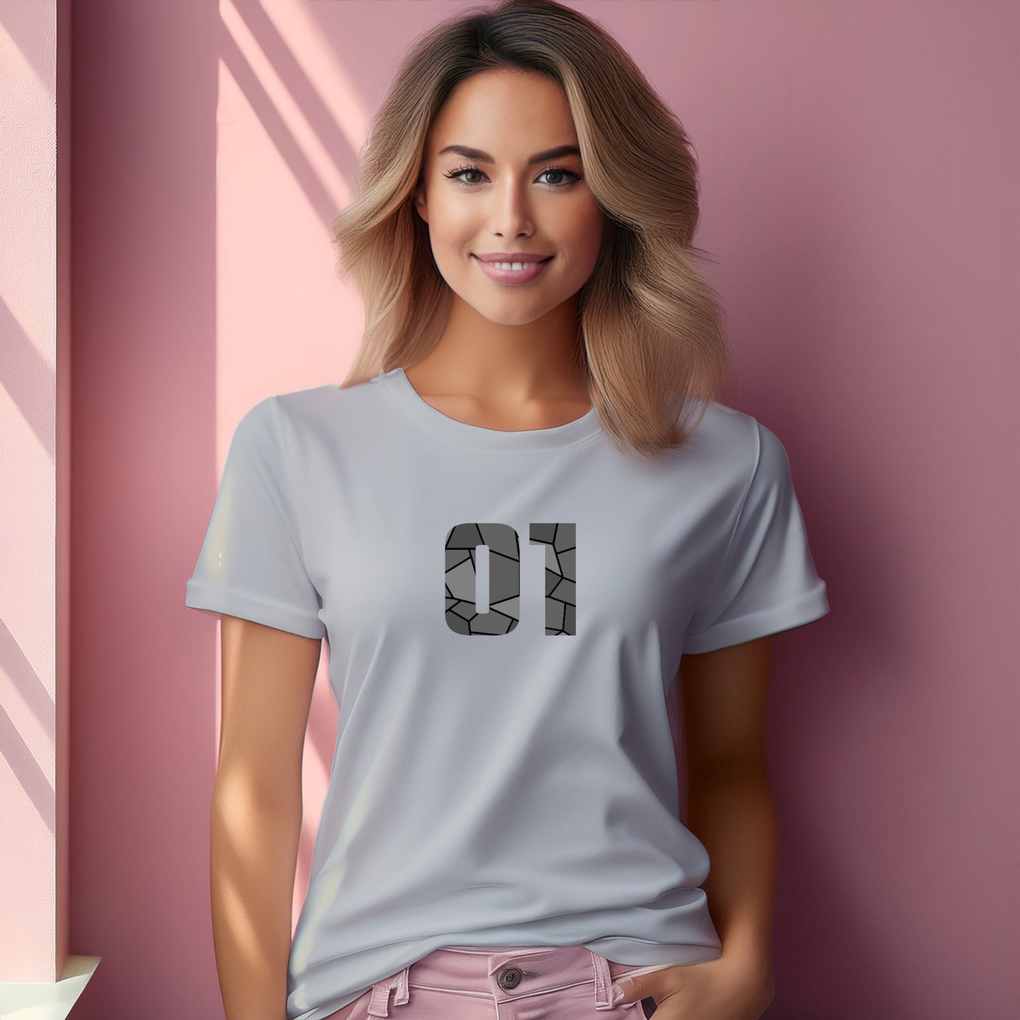 01 Number Women T-Shirt (Melange Grey)
