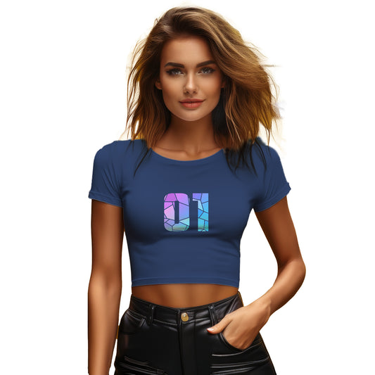 01 Number Women Crop Top (Navy Blue)