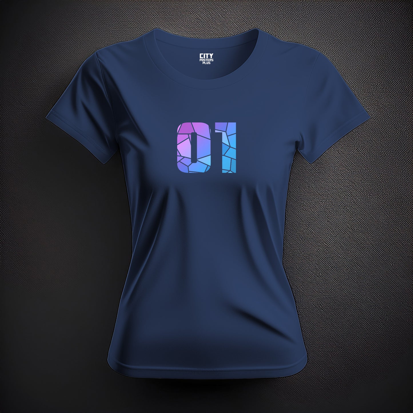 01 Number Women T-Shirt (Navy Blue)