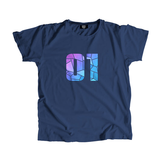 01 Number Men Unisex T-Shirt (Navy Blue)