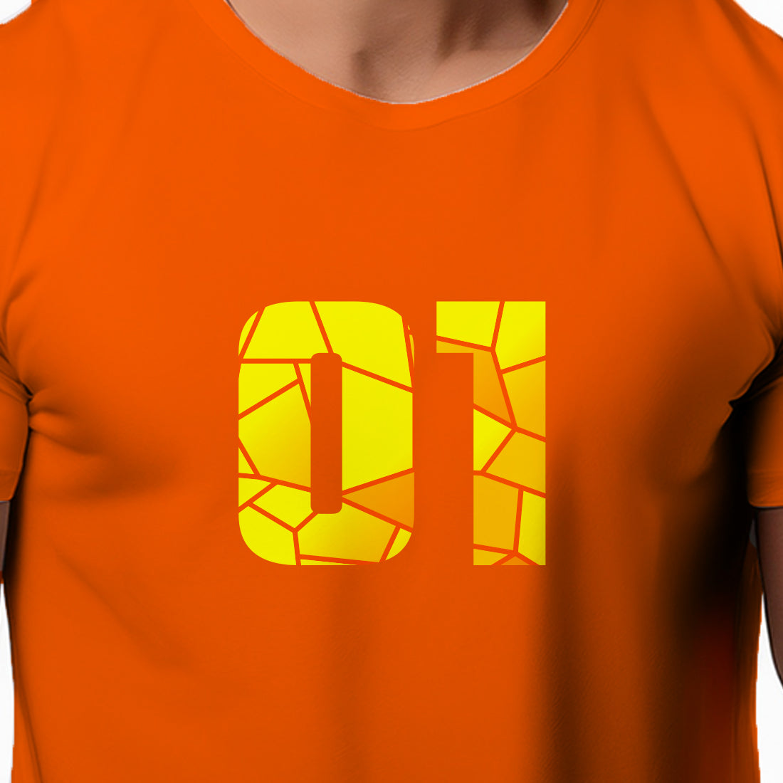 01 Number Men Unisex T-Shirt (Orange)