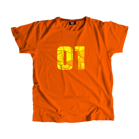 01 Number Men Unisex T-Shirt (Orange)