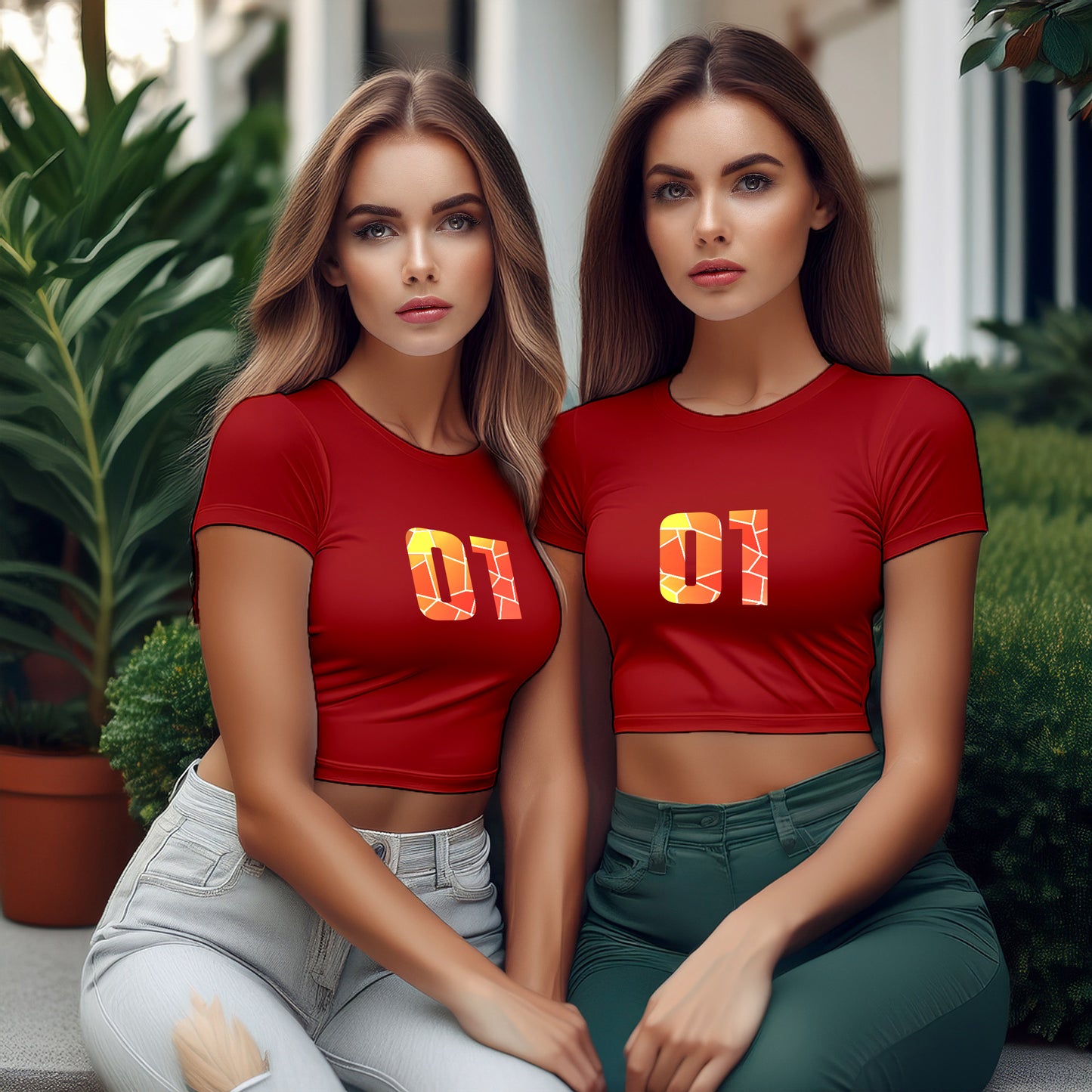 01 Number Women Crop Top (Red)