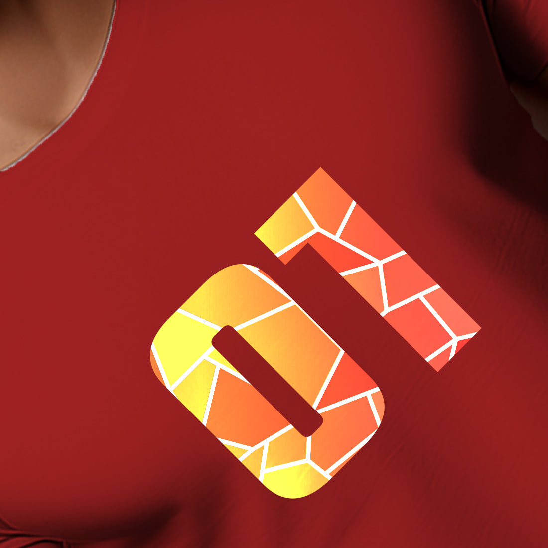 01 Number Men Unisex T-Shirt (Red)