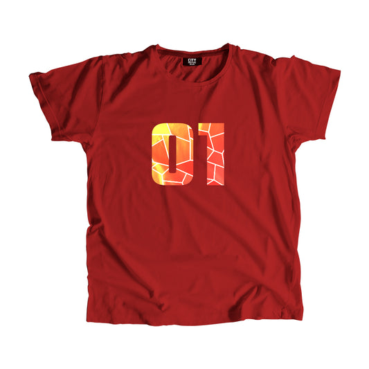 01 Number Men Unisex T-Shirt (Red)