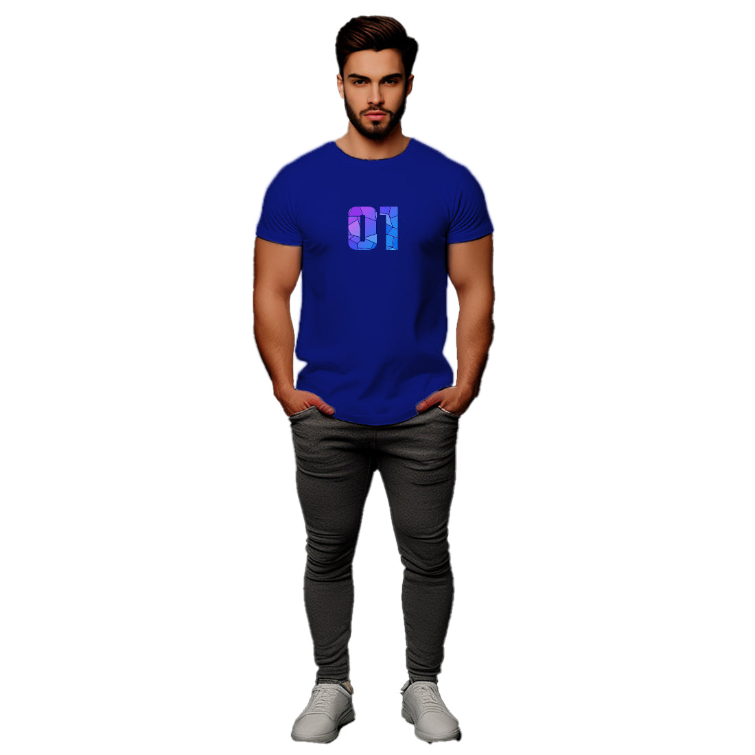 01 Number Men Unisex T-Shirt (Royal Blue)