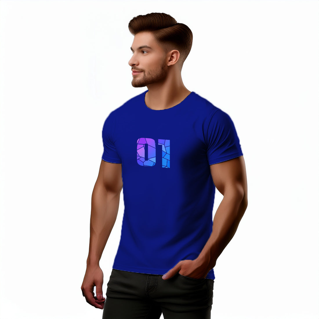 01 Number Men Unisex T-Shirt (Royal Blue)