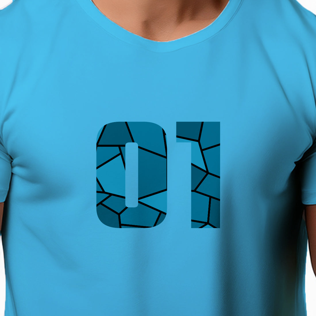 01 Number Men Unisex T-Shirt (Sky Blue)