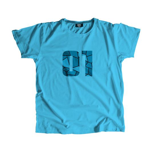01 Number Men Unisex T-Shirt (Sky Blue)