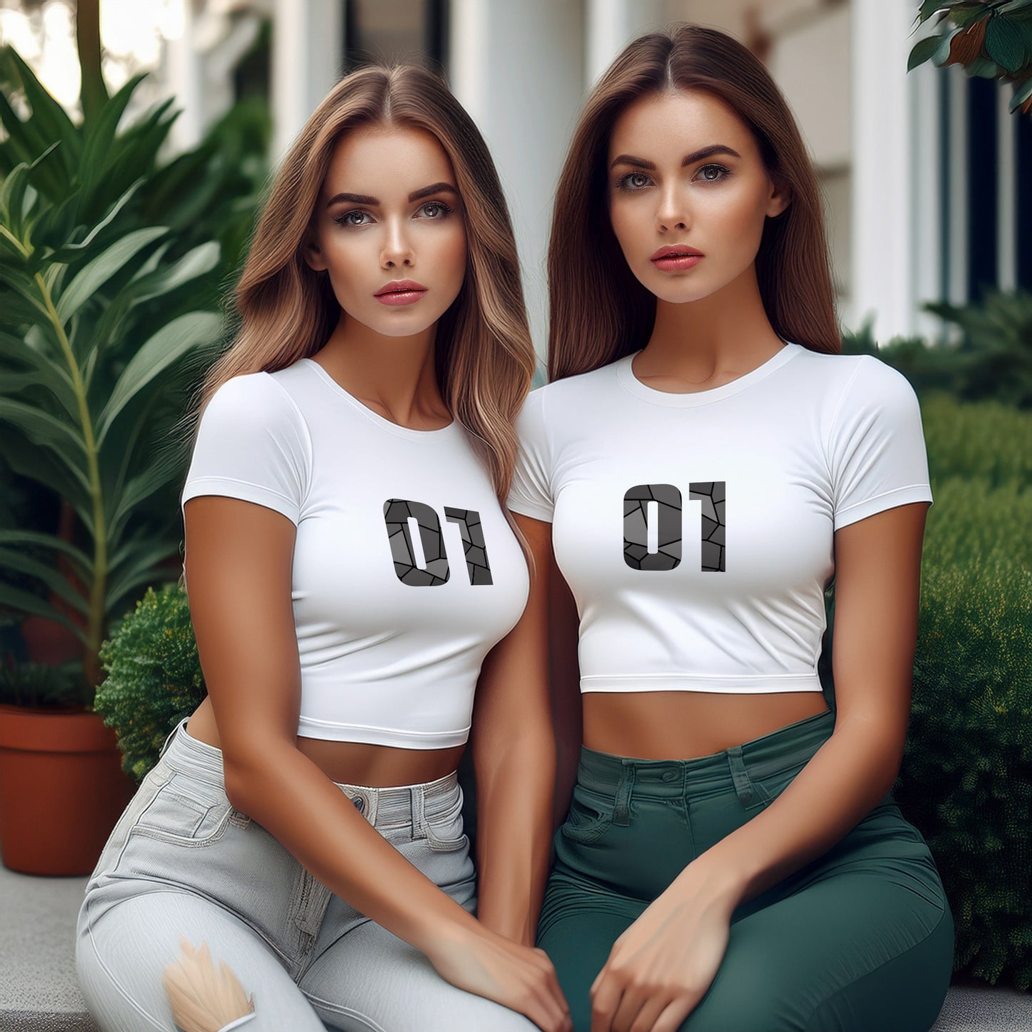 01 Number Women Crop Top (White)