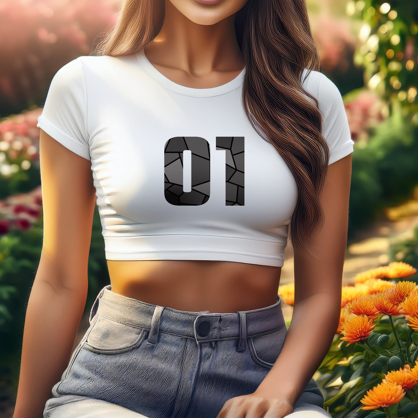 01 Number Women Crop Top (White)