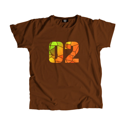 02 Number Men Unisex T-Shirt (Brown)