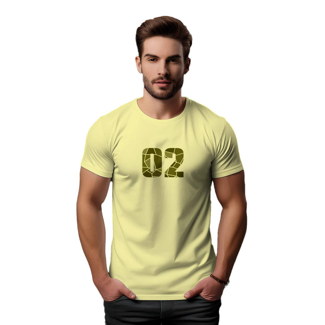 02 Number Men Unisex T-Shirt (Butter Yellow)